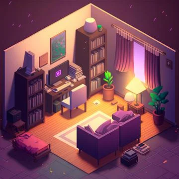 Isometric image of the bedroom Ilustración de archivo