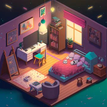 Isometric image of the bedroom Ilustración de archivo