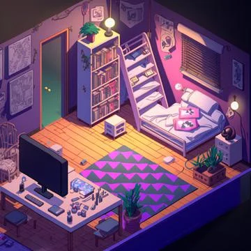 Isometric image of the bedroom Stock Illustration