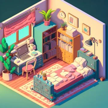 Isometric image of the bedroom Ilustración de archivo