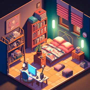 Isometric image of the bedroom Ilustración de archivo