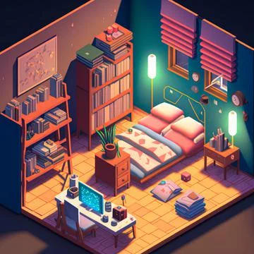 Isometric image of the bedroom Ilustración de archivo