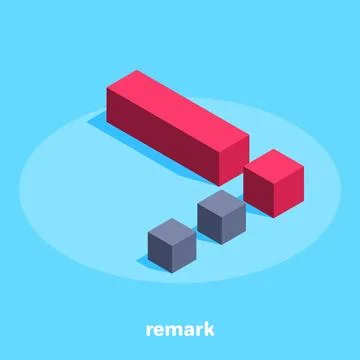 Isometric image on a blue background, dots with an exclamation mark, a remark 스톡 일러스트