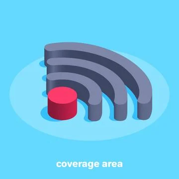 Isometric image on a blue background, a icon indicating a propagating signa.. Stock Illustration