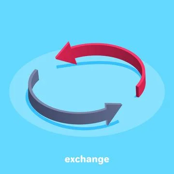 Isometric image on a blue background, the icons in the form of arrows denot.. Stock Illustration