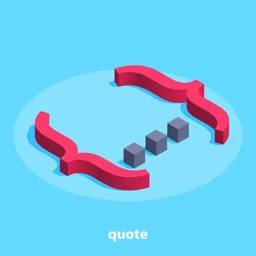 Isometric image on a blue background, large red curly brackets with dots in.. Stock Illustration
