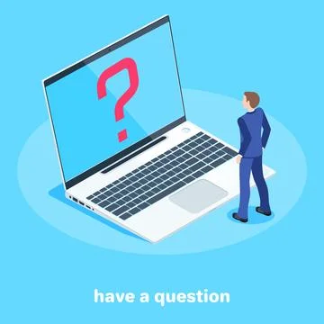 Isometric image on a blue background, a man in a business suit is standing .. Stock Illustration