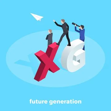Isometric image on a blue background, men in business suits are standing ne.. 스톡 일러스트