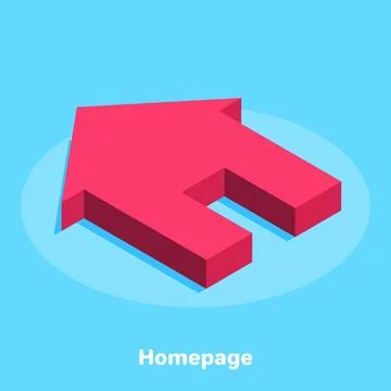 Isometric image on a blue background, red home page icon for the site. Stock Illustration