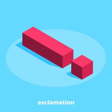 Isometric image on a blue background, red exclamation mark Stock Illustration