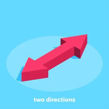 Isometric image on a blue background, red arrows pointing in different direct Stock Illustration