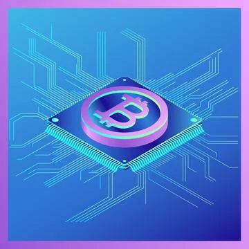 Isometric image of the mining cryptovolume. Stock Illustration