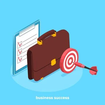 Isometric image, a tablet with a document next to a business man's portfolio  Stock Illustration