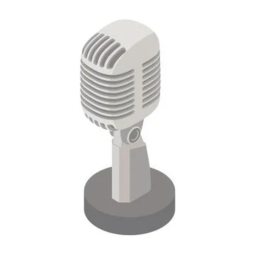 Isometric image of a vintage microphone. Isometric 3D style. Vector graphics. Stock Illustration