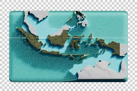 Isometric Indonesia Map With Equator Line Stock Illustration
