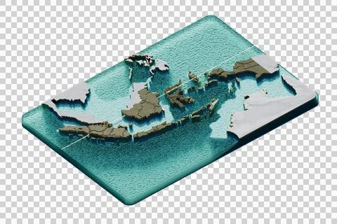 Isometric Indonesia Map With Equator Line 3D Render Illustration Иллюстрация