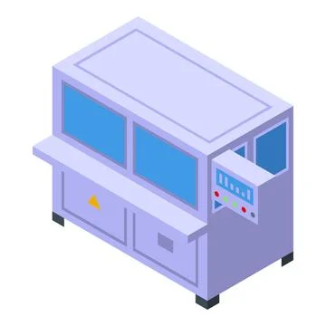 Isometric industrial equipment with control panel and digital screens Illustrazione stock