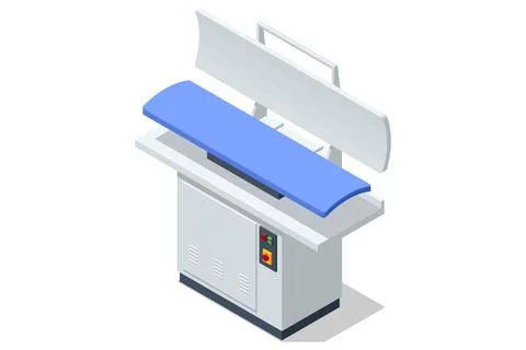Isometric industrial ironing press machine isolated on white background Stock Illustration