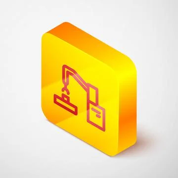 Isometric Industrial machine robotic robot arm hand factory icon isolated on Illustrazione stock