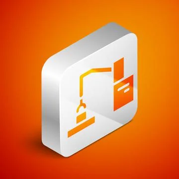 Isometric Industrial machine robotic robot arm hand factory icon isolated on Illustrazione stock
