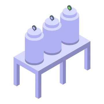 Isometric industrial transformers on a rack Stock Illustration