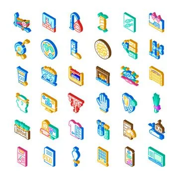 Isometric industry and manufacturing process icons set Stock Illustration
