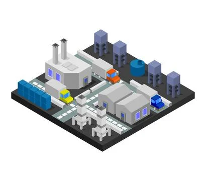 Isometric industry illustrated on background Stock Illustration