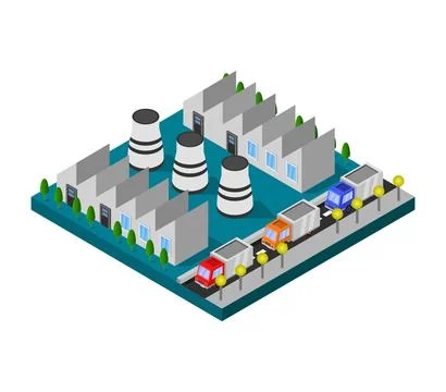 Isometric industry illustrated on background Stockillustratie