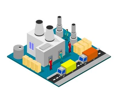 Isometric industry illustrated on background Stock Illustration