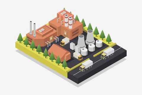 Isometric industry illustrated on background イラスト素材