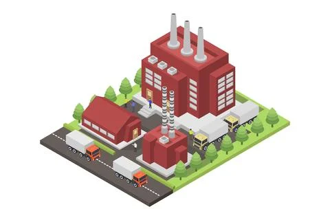 Isometric industry illustrated on background Stock Illustration