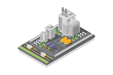 Isometric industry illustrated on background Stock Illustration