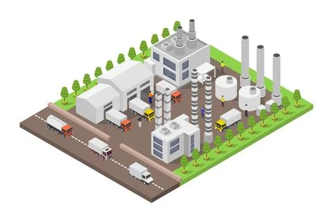 Isometric industry illustrated on background イラスト素材