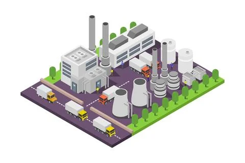 Isometric industry illustrated on background Stock Illustration