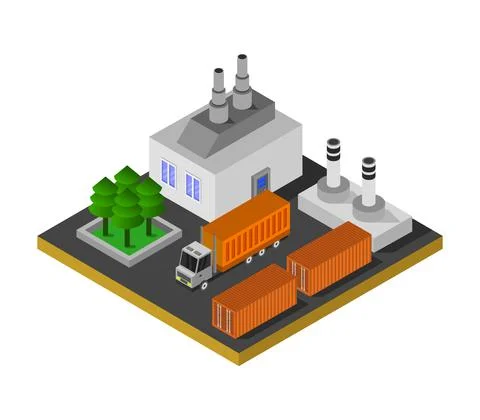 Isometric industry in vector on white background Stock Illustration