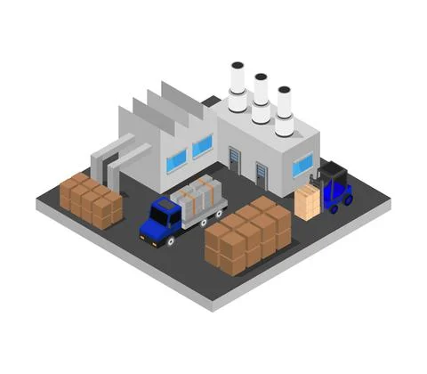 Isometric industry in vector on white background Stock Illustration