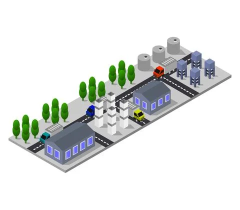 Isometric industry in vector on white background Illustrazione stock