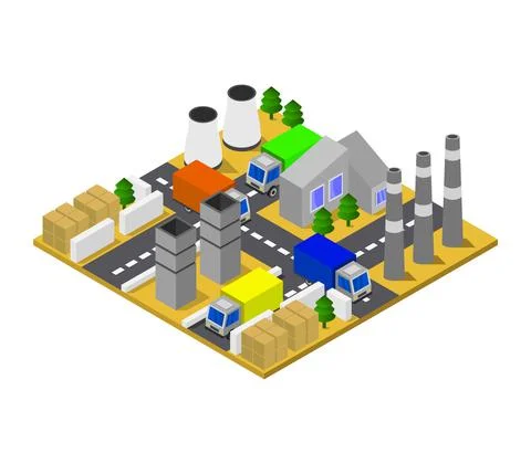 Isometric industry in vector on white background Stock Illustration