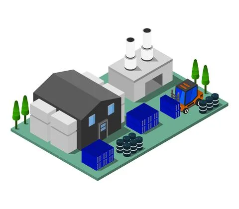 Isometric industry in vector on white background Stock Illustration