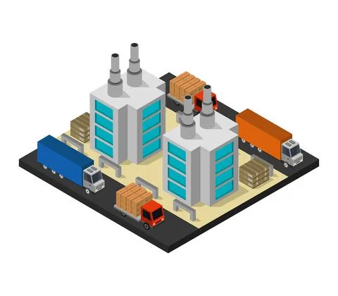 Isometric industry in vector on white background Stock Illustration