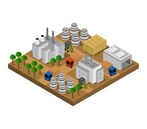 Isometric industry in vector on white background Stock Illustration