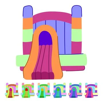 Isometric inflatable castle vector cartoon graphic Illustrazione stock