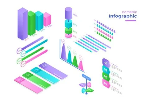 Isometric infographic collection template Stock Illustration