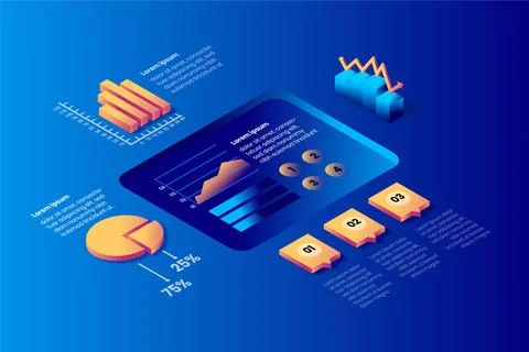 Isometric infographic concept with process Stock Illustration