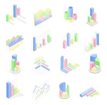 Isometric Infographic as Graphic Visual Representation of Information or Data 스톡 일러스트