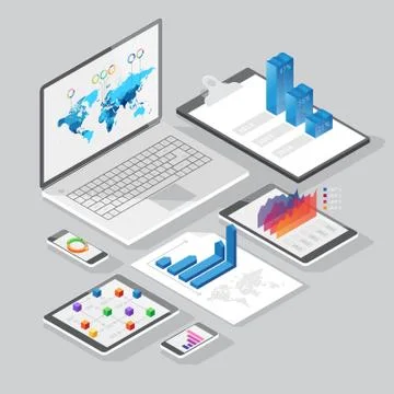 Isometric infographics design elements Illustrazione stock