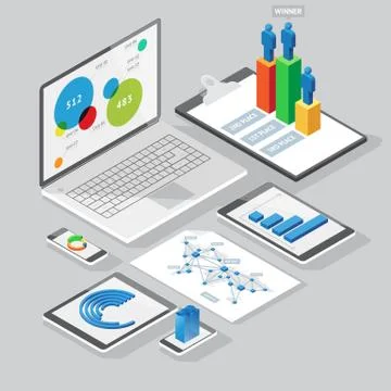 Isometric infographics design elements Stock Illustration