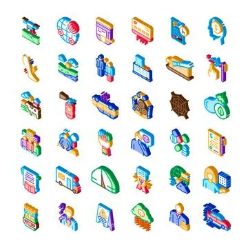 Isometric insurance services and risk protection icons collection Stock Illustration