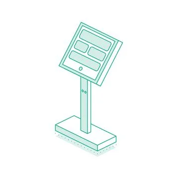 Isometric interactive kiosk. Self service terminal in subway or on train st.. Stock Illustration
