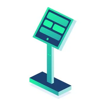 Isometric interactive kiosk. Self service terminal in subway or on train st.. Stock Illustration